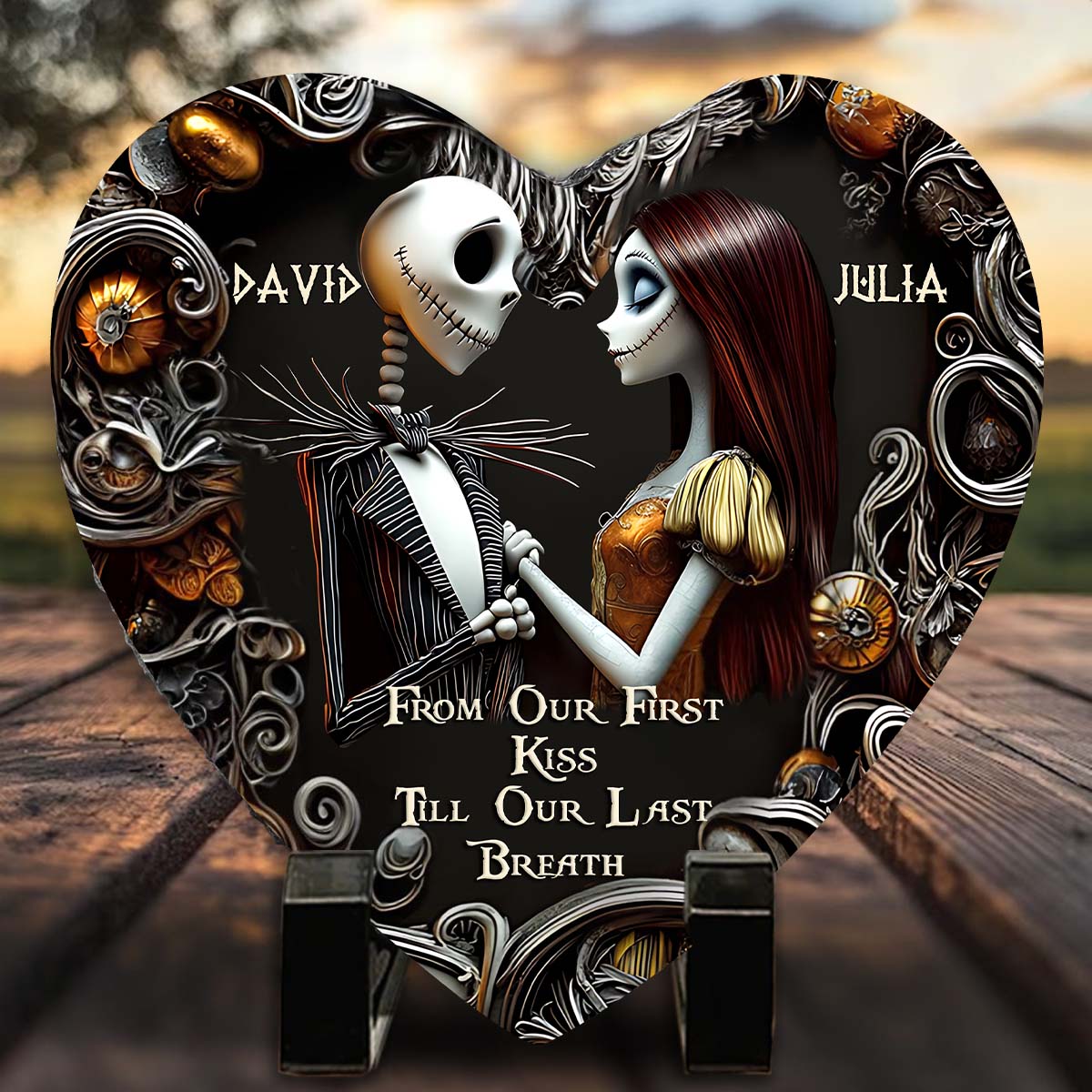 From Our First Kiss To Our Last Breath Heart Shaped Custom Stone, Couple Valentine Gift, Anniversary Gifts