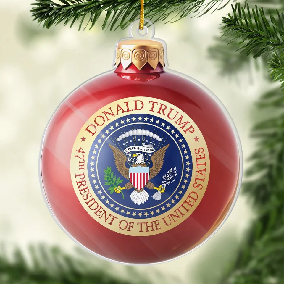 47th President Of USA Trump2024 Red Christmas Ball Acrylic Ornament, Christmas Gifts