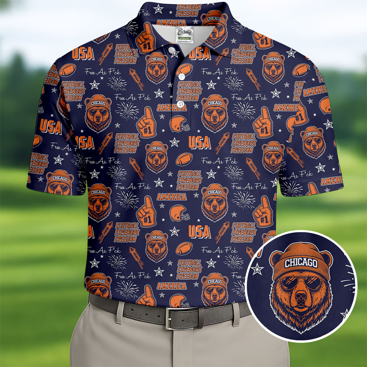 Cool Bear Beanie And Glasses Orange And Navy Blue Sport Polo, American Football League Gift Ideas For Football Fans