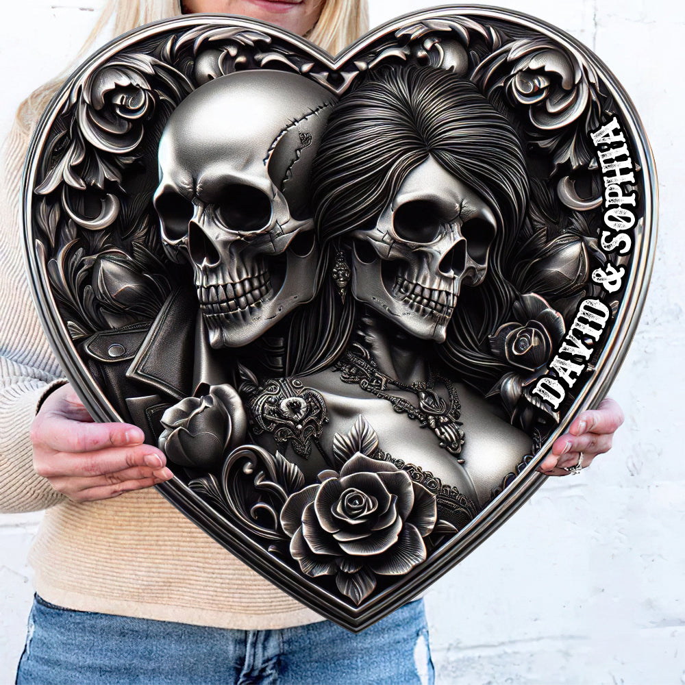 Personalized Skull Couple Metal Sign, Couple Wall Art, Valentine Gift For Couple