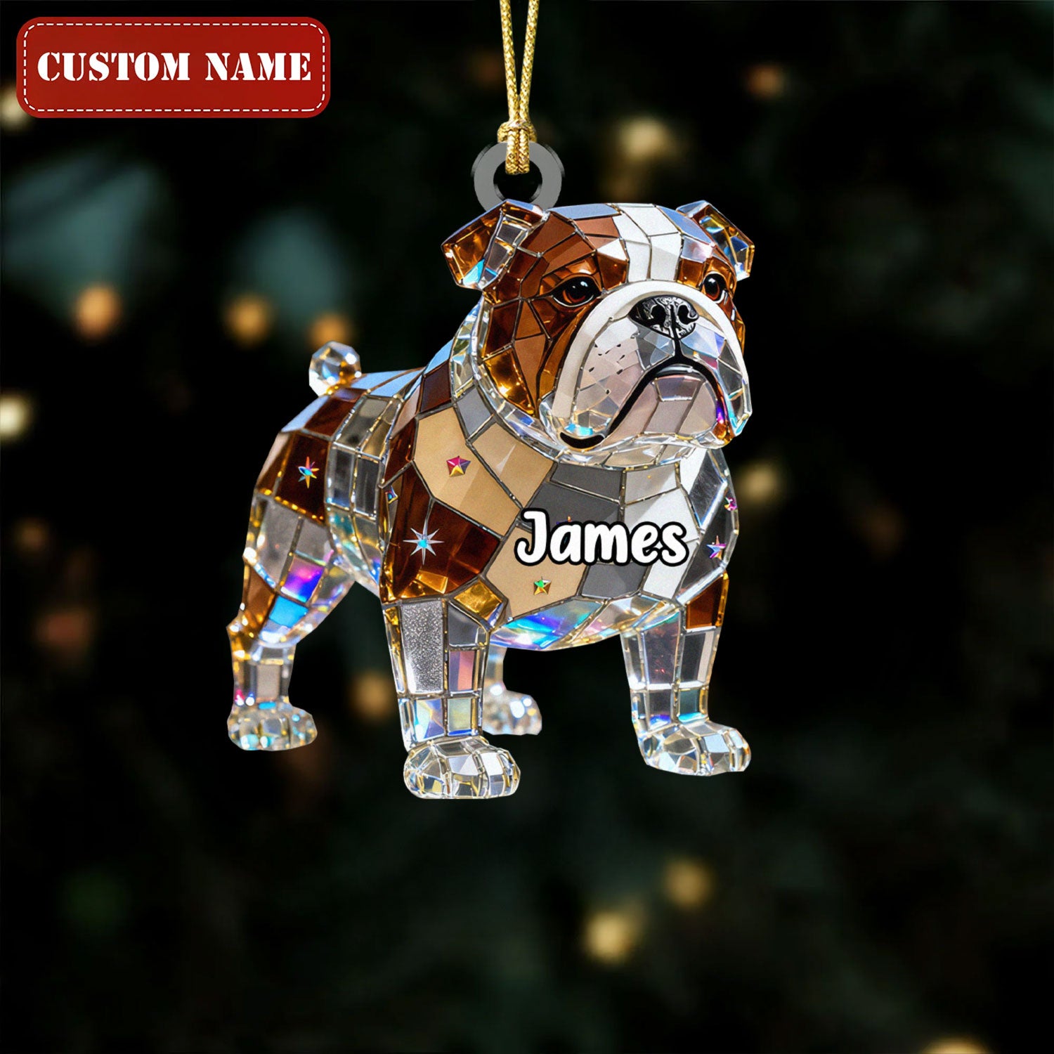 Lovely Dog Stained Glass Crystal Effect Acrylic Ornament, Gifts For Dog Lovers, Pet Christmas Ornaments