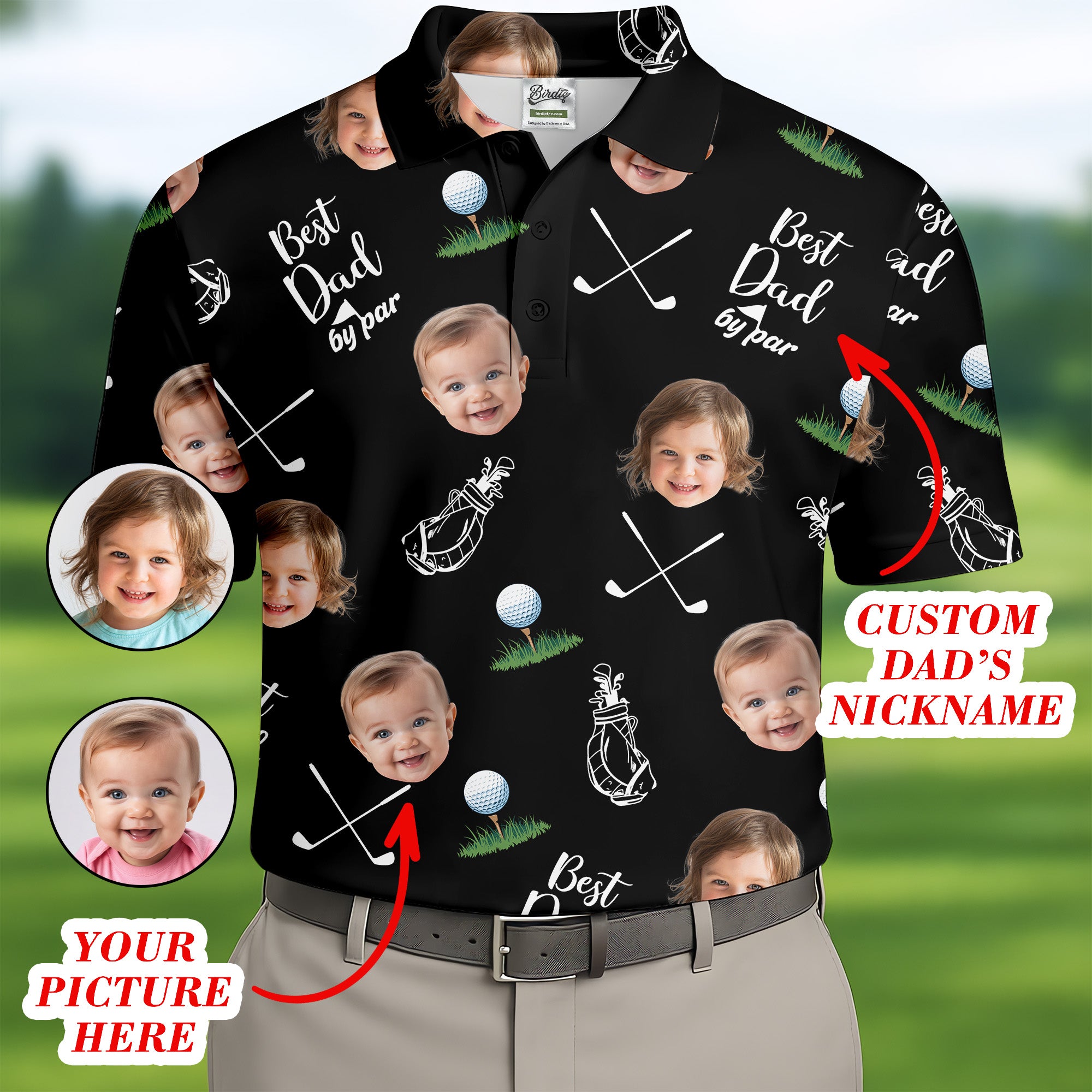 Best Dad By Par Custom Face Golf Shirt, Funny Golf Shirt, Golf Lovers Gift, Gift for Dad
