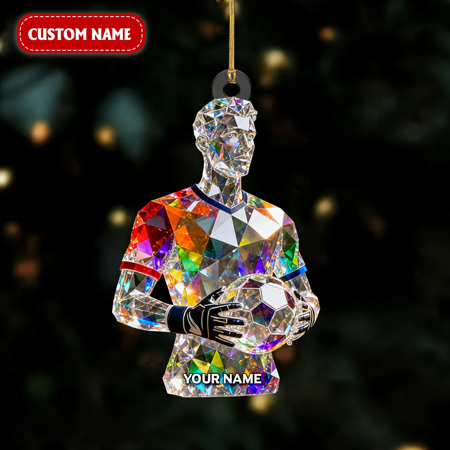 Football Player Crystal Effect Acrylic Ornament, Gift For Football Player, Football Christmas Custom Ornament