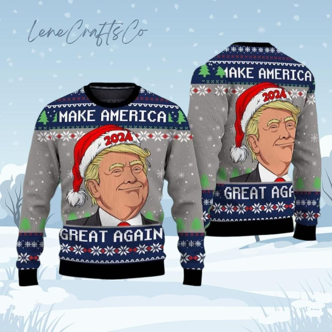Trump2024 Make America Great Again Ugly Sweater, Patriotic Santa Claus Political Shirts