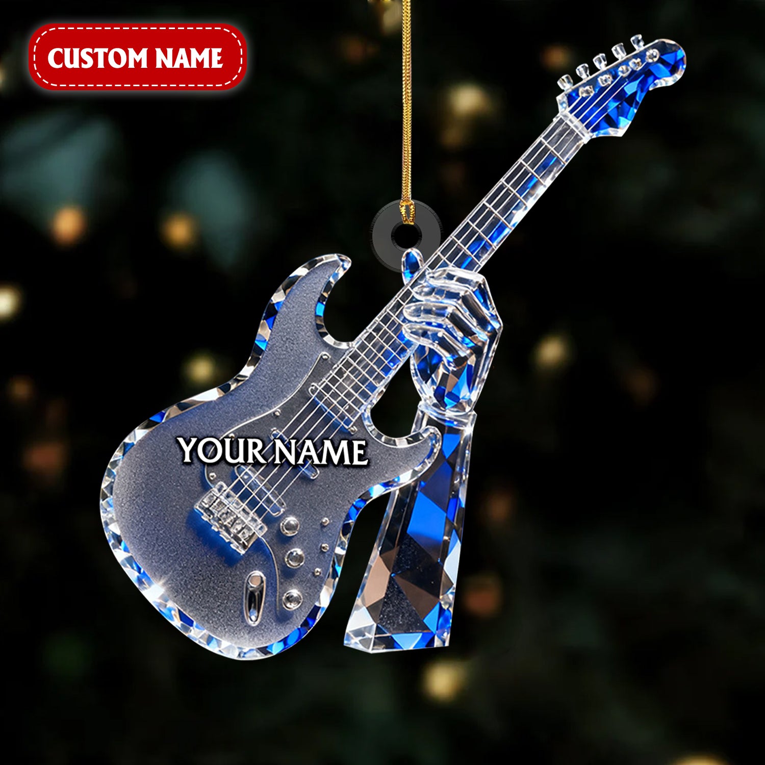 Guitar Crystal Acrylic Keychain, Personalized Keychains, Music Ornament, Gift For Guitarist