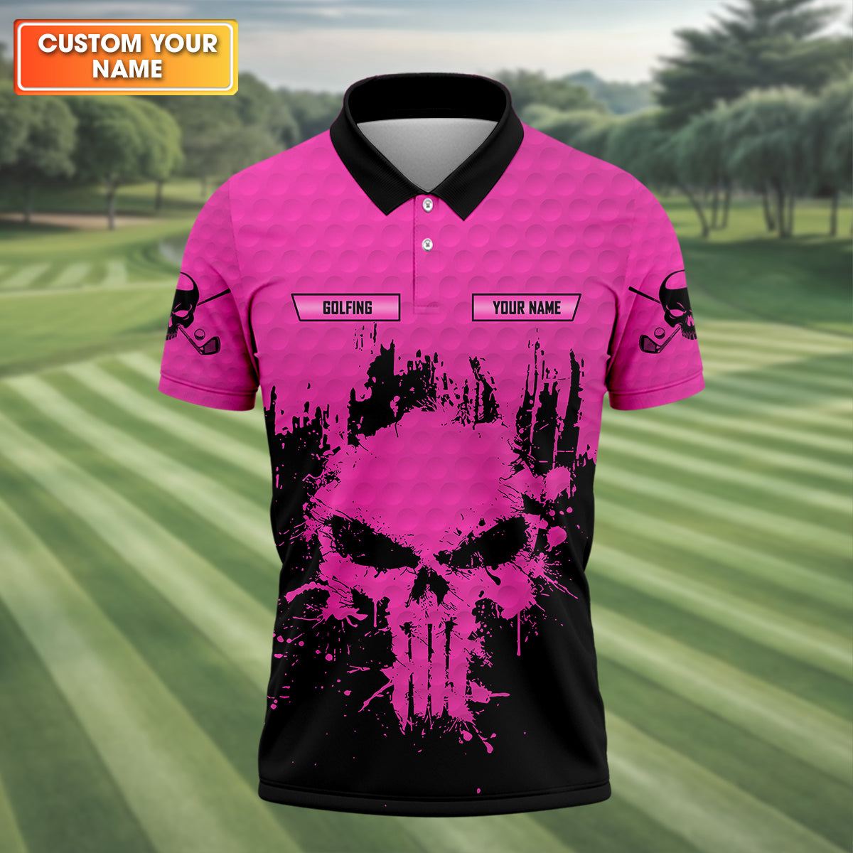 Golf Saved Me From Being A Porn Star Now I'm Just A Swinger Custom Pink Skull Golf Polo Shirt, Dad Golf Gift