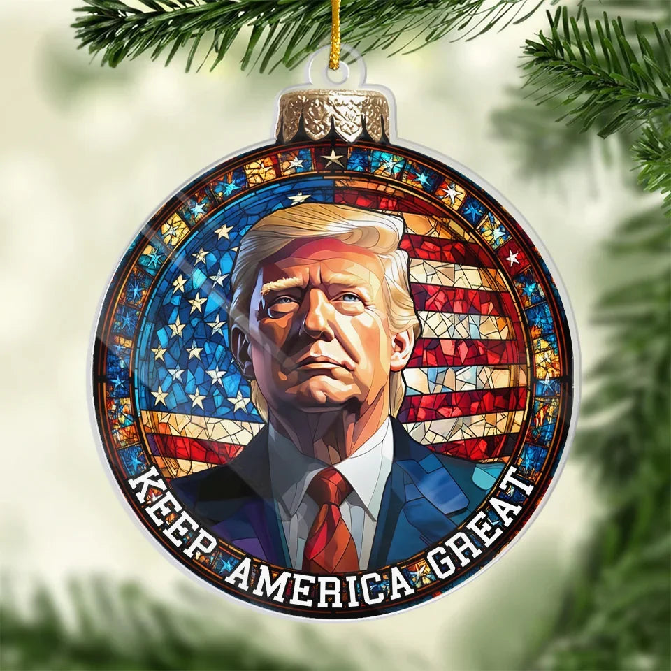 Keep America Great Acrylic Ornament, Trump2024 Christmas Ball, Political Christmas Ornament
