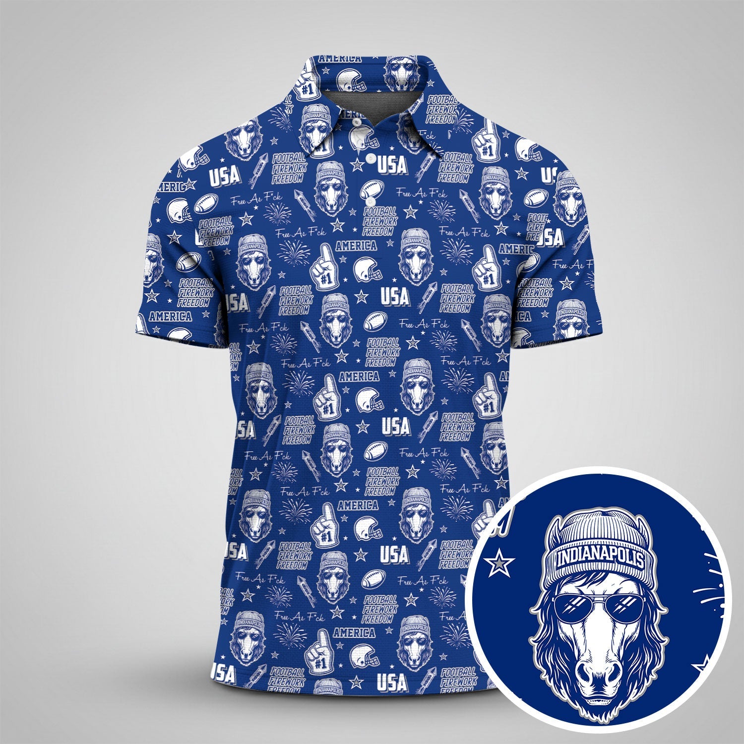 Anthropomorphic Horse Speed Blue Sport Polo, American Football League Gift Ideas For Football Fans