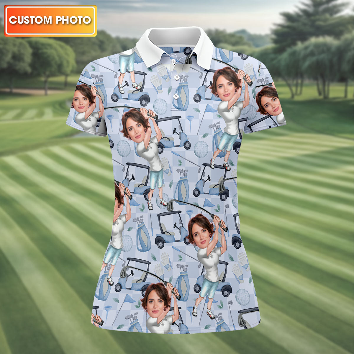Custom Face Golf Shirt, Funny Womens Golf Shirt, Mothers Day Shirt