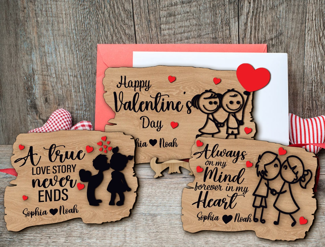 Cute Couple Wooden Sign, Valentines Day Sign, Couple In Love 2-Layered Wood Plaque, Couple Valentine Gift