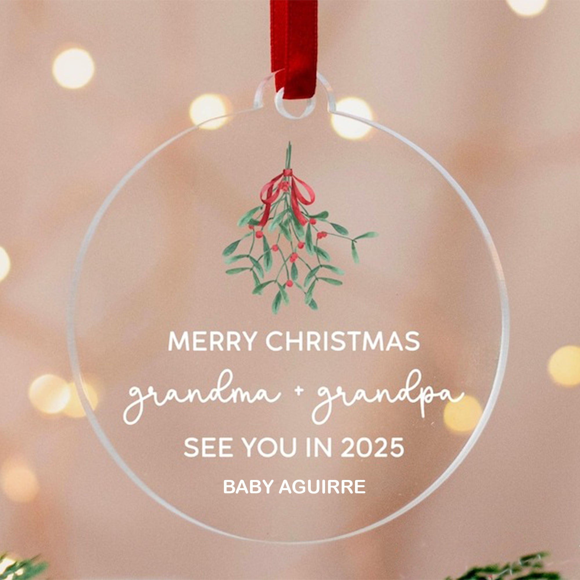 Merry Christmas Grandparents Personalized Christmas Ornament, Baby Announcement, Pregnancy Gifts