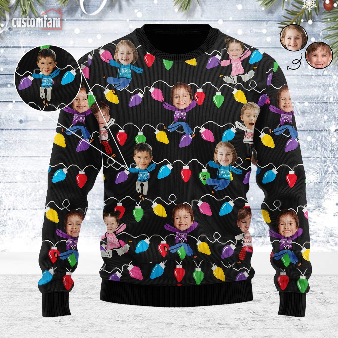Custom Kids Pictures Funny Ugly Christmas Sweater, Christmas Gifts