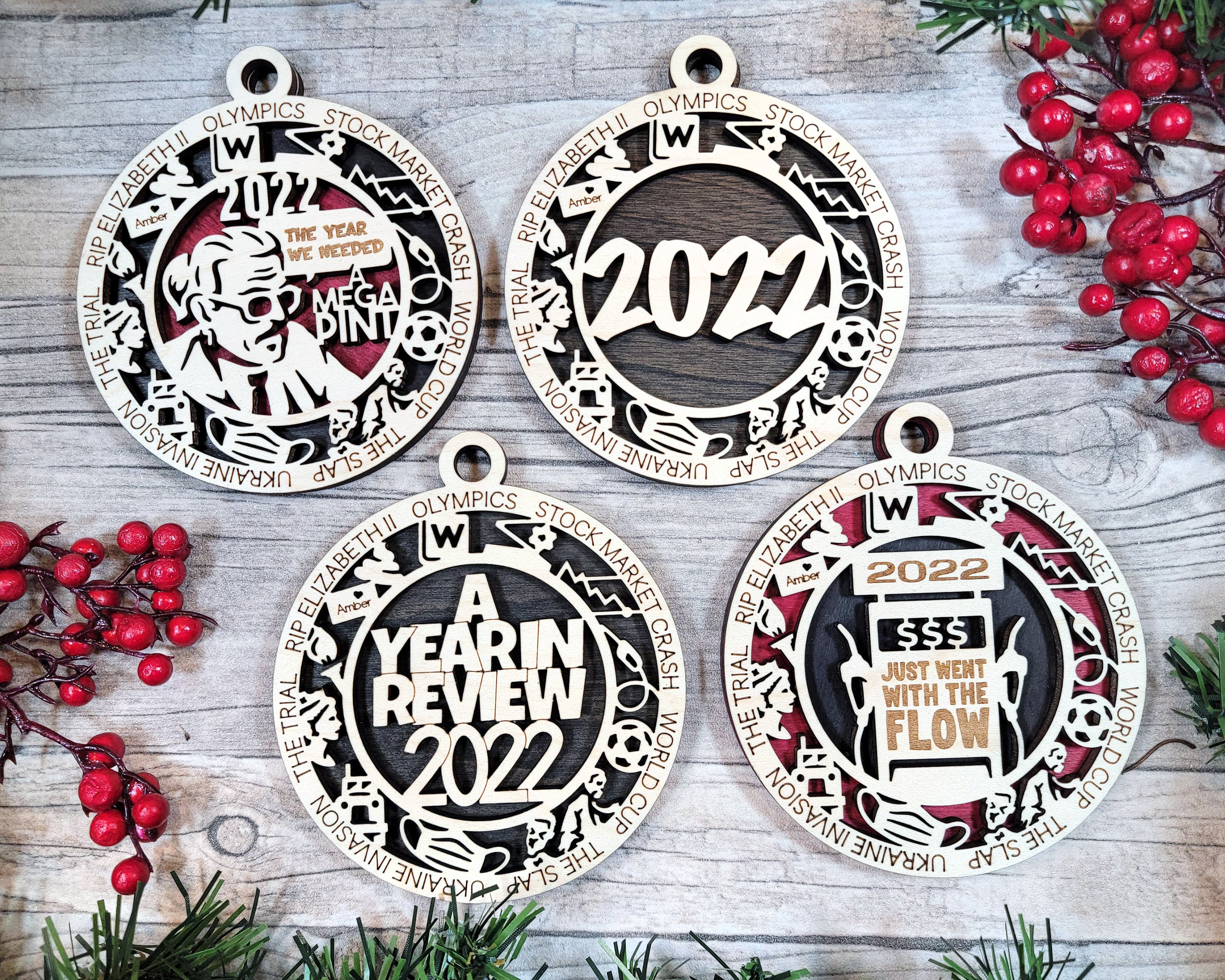 2022 Christmas Ornament, Year In Review Ornament, 2-Layer Wood Ornaments, Christmas Gift