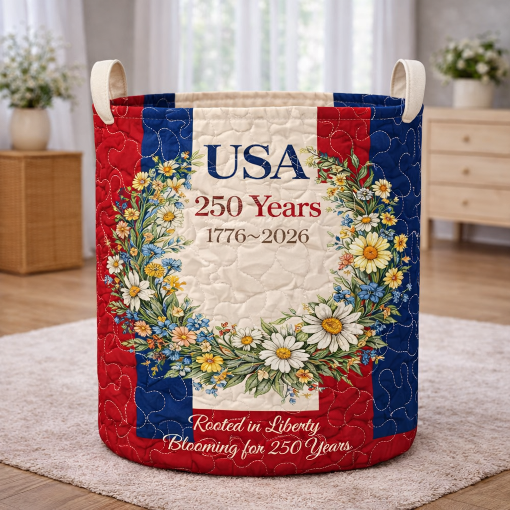 Rooted In Liberty Blooming For 250 Years Laundry Basket Laundry Gifts, Patriotic Decor, 4th Of July Gift