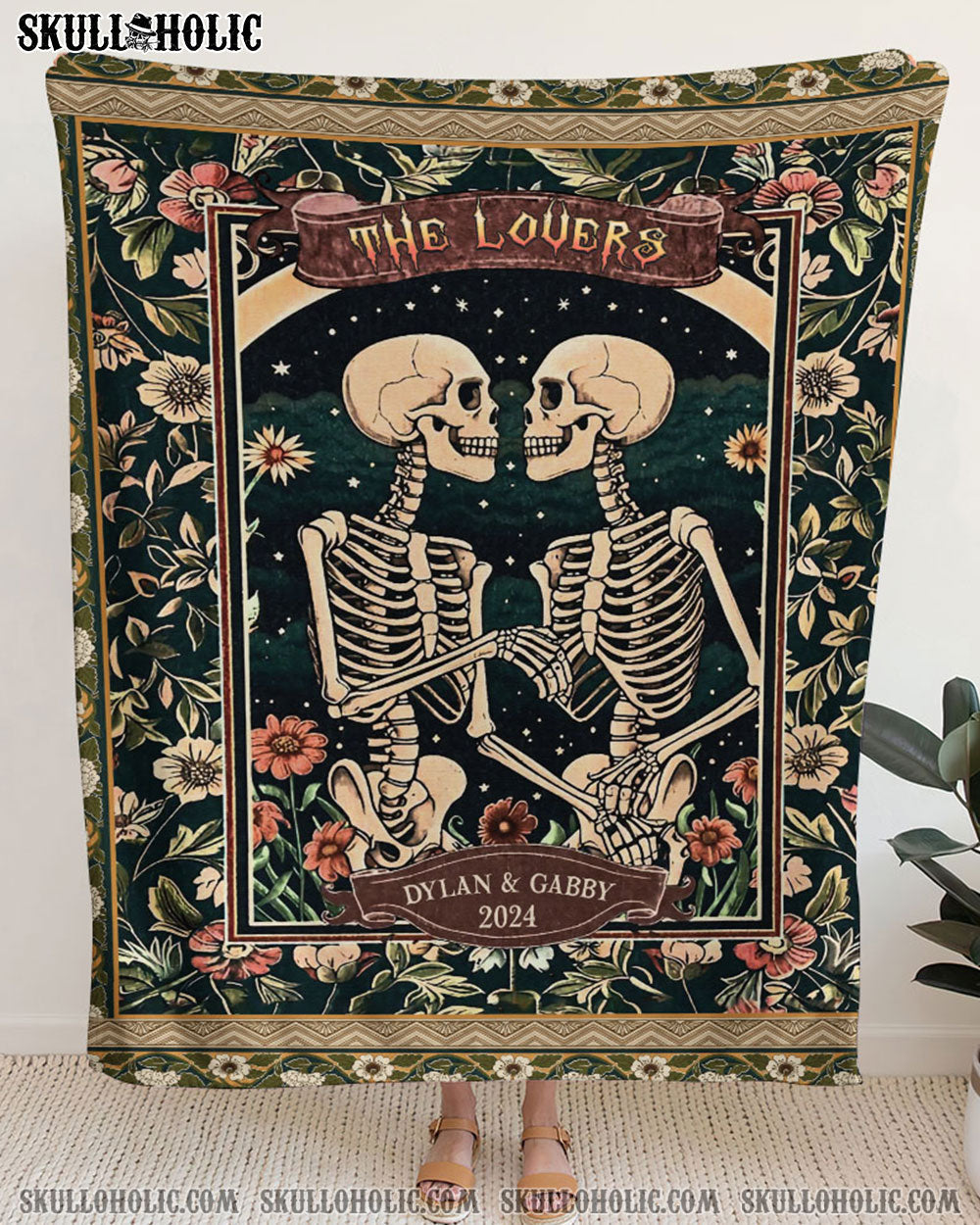 Personalized Skull Couple Blanket, Gifts For Couple, Valentines Day Gift