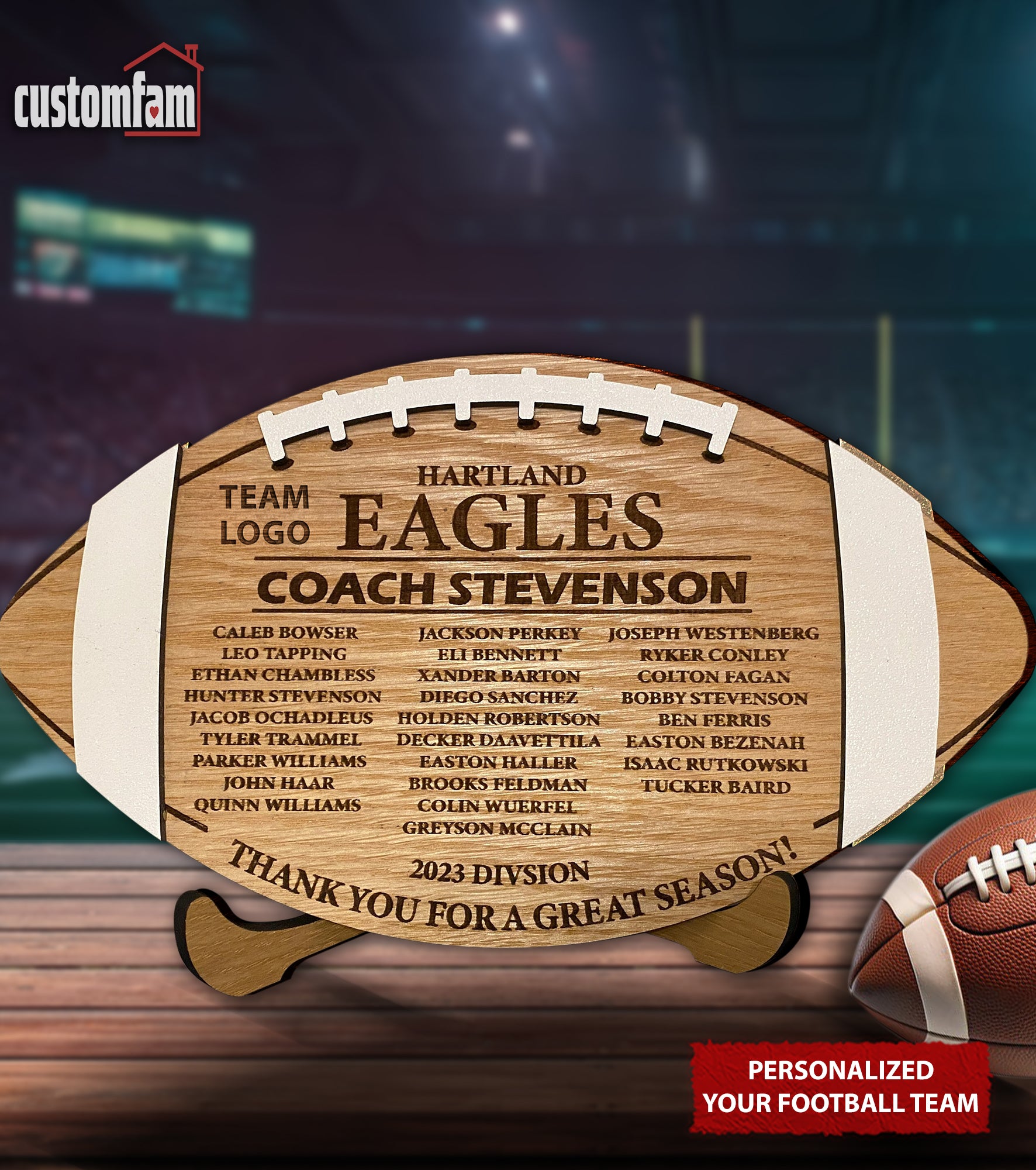 Custom Football Coach Wood Sign, Thank You Gift for Coaches, End Of Season Coach Gifts