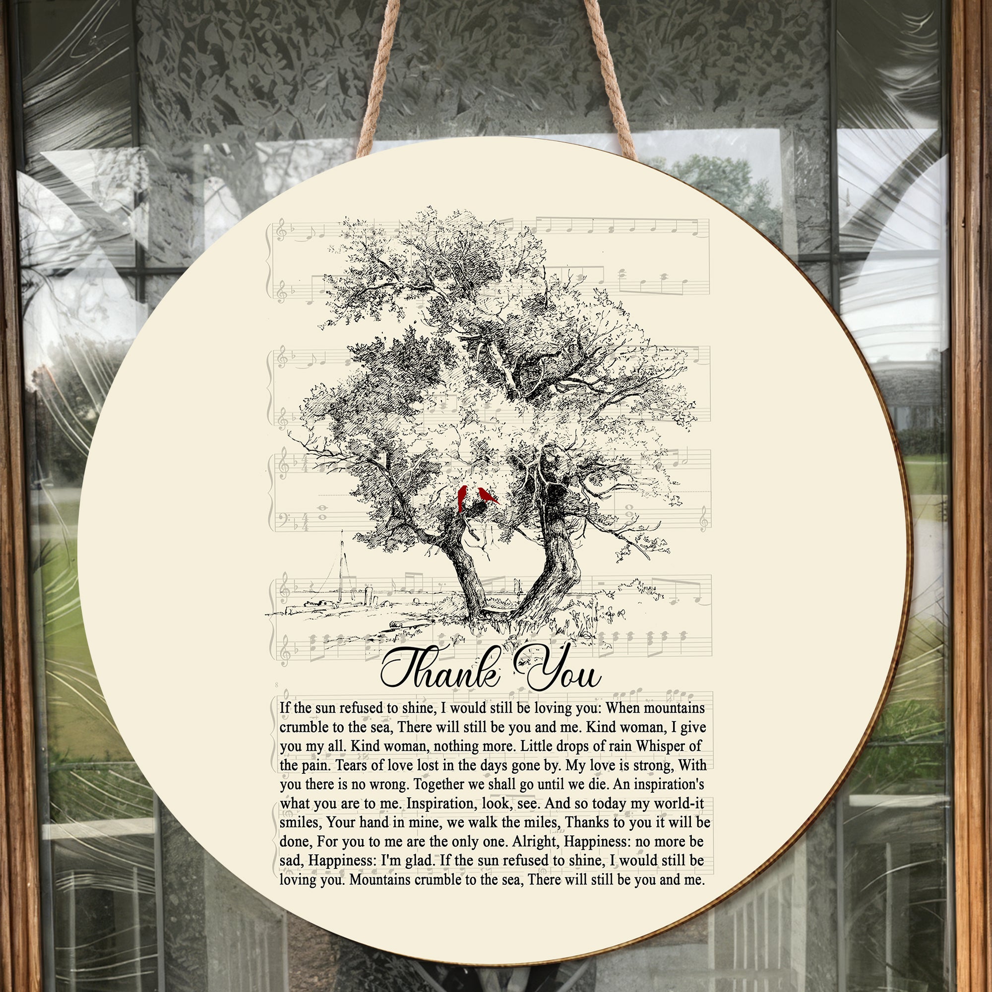 Vintage Thank You Lyrics Gallery Canvas Wall ArtFor Fan Couple Valentine Wood Sign