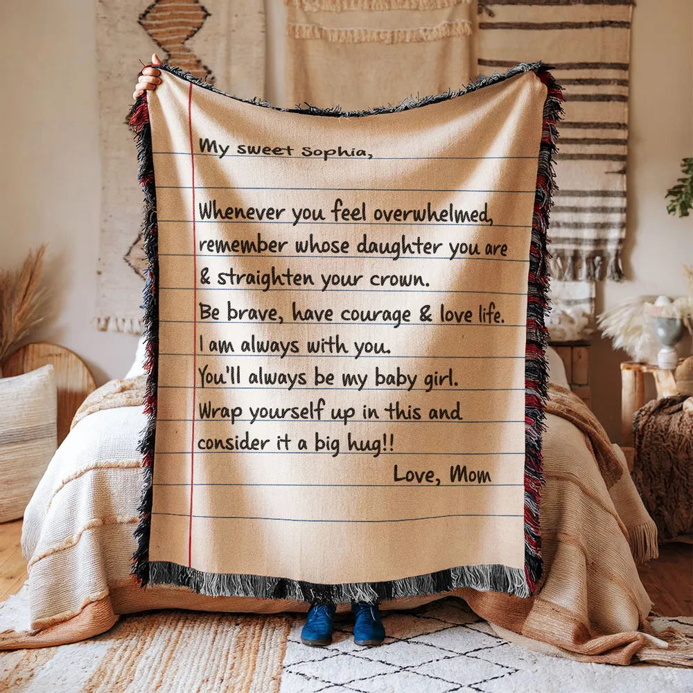 A Big Hug To My Daughter Custom Woven Blanket, Mother's Day Gift, Gift For Mom