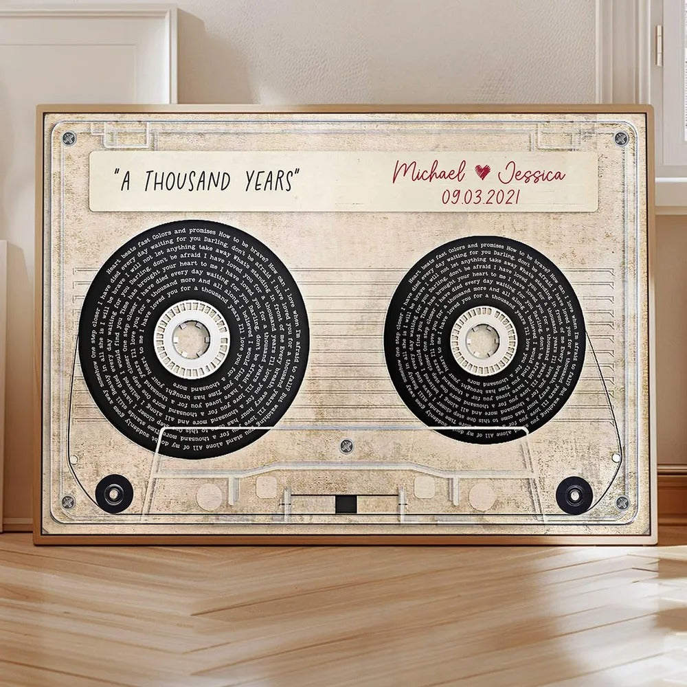 Vinyl Record Custom Song Lyrics Canvas Wall Art, Anniversary Gift for Couple