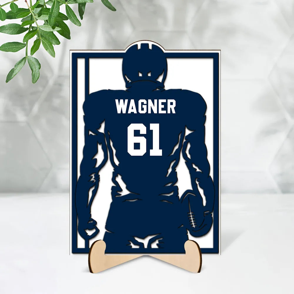 Custom Football Player 2-Layer Wooden Plaque, Gift For Football Player, Gift For Football Coach