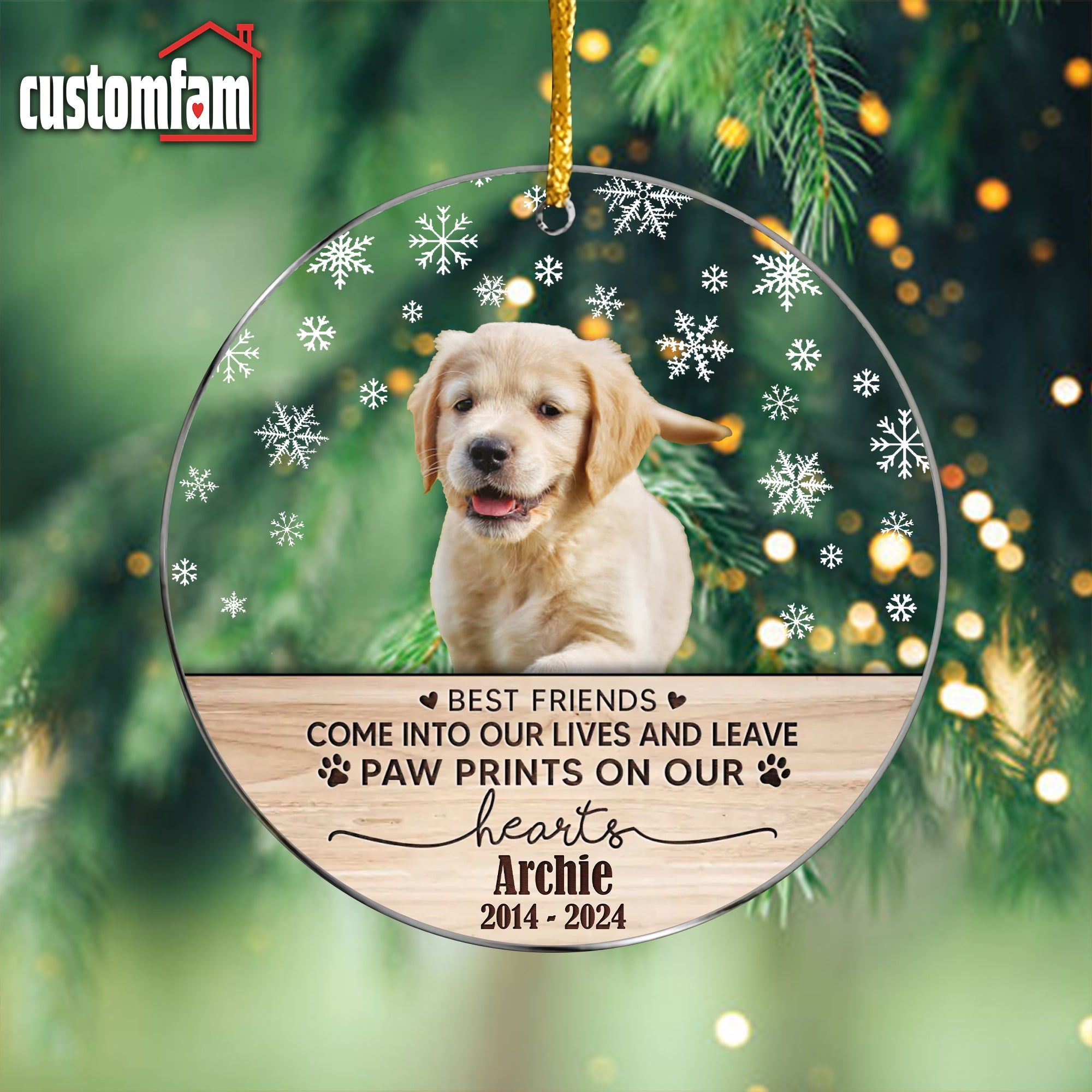 Come Into Our Lives And Leave Paw Prints On Our Heart Personalized Memorial Christmas Ornament, Gift For Pet Owners