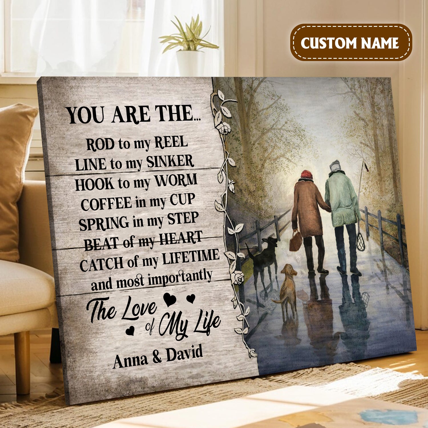 You Are The Rod To My Reel Fishing Couple Canvas Wall Art, Unique Valentine's Day Gifts, Couple Anniversary Gift