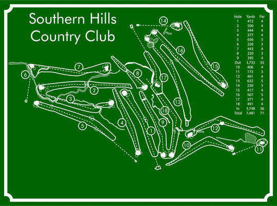 Custom Southern Hills Golf Course Map, Golf Art, Golf Wood Sign, Gift For Golfers