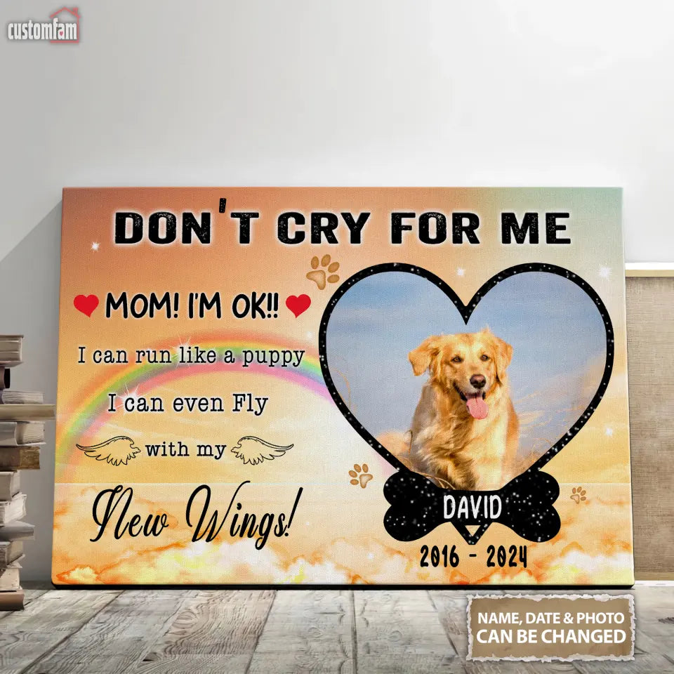 Personalized Photo Canvas, Don't Cry For Me Memorial Framed Canvas, Dog Loss Gifts, Dog Lover Gift