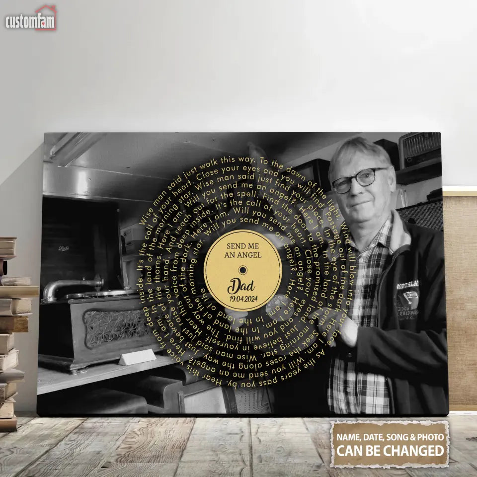 Send Me An Angel Personalized Canvas Wall Art, Custom Photo Memorial Framed Canvas, Any Song Lyric On Canvas, Sympathy Gift