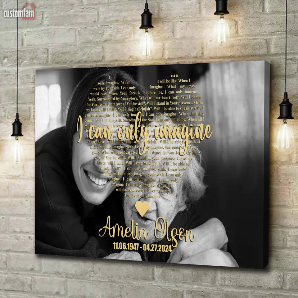 Personalized Memorial Gifts Black And White Photo Song Lyrics Canvas Prints, Custom Photo Canvas Wall Art, Decor Home