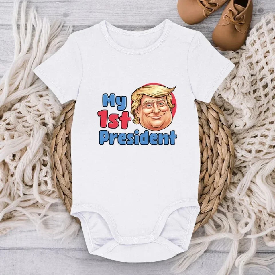 My 1st President Baby Onesies, Trump 47 Funny Political Gifts, Newborn Baby Gifts