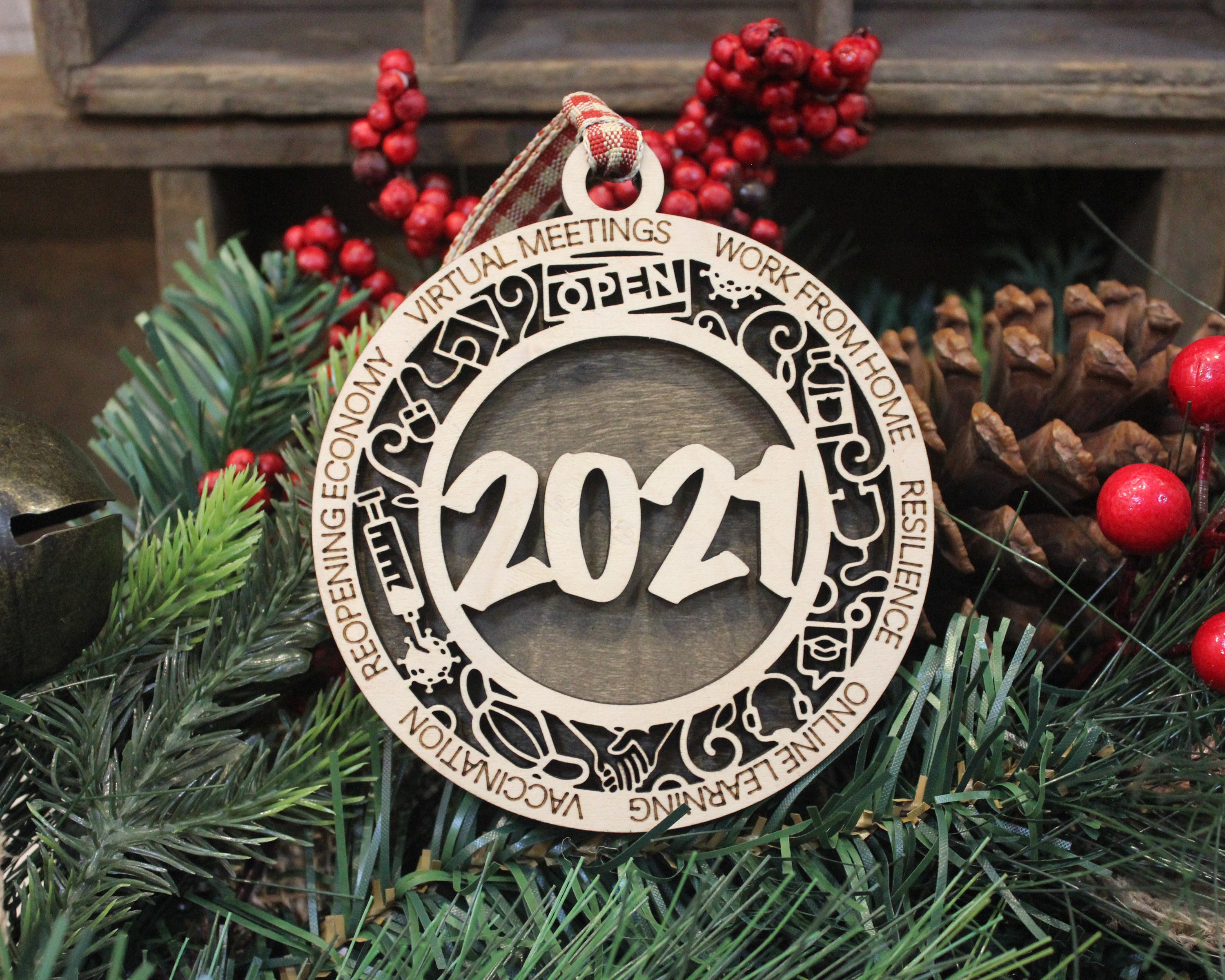 2021 Covid Ornament, Funny Christmas Ornament, 2-Layer Wood Ornaments, Christmas Gift
