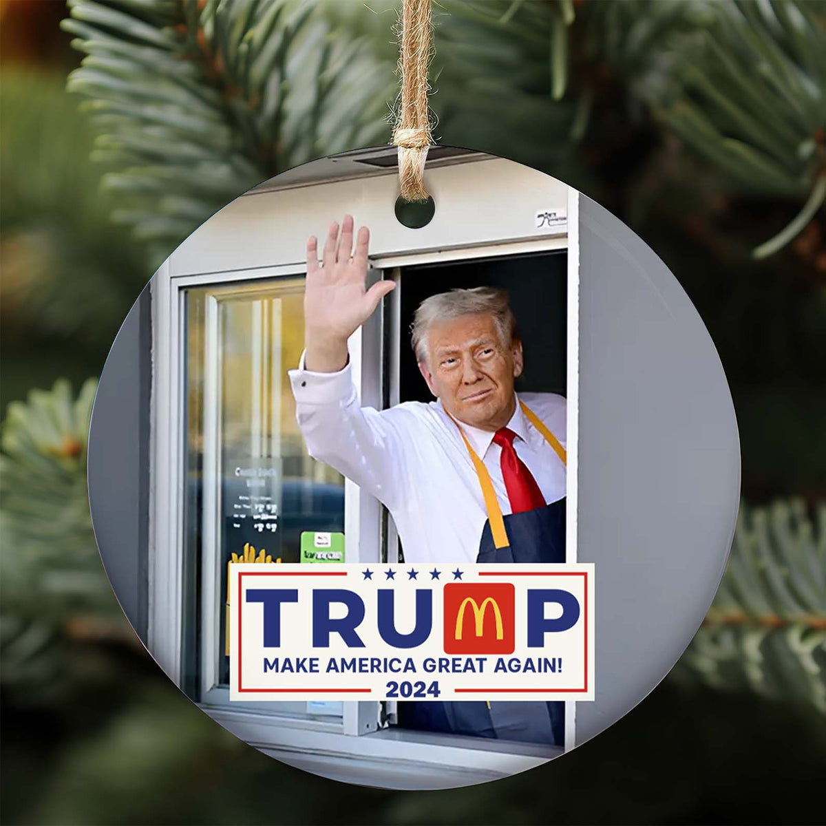 Trump MAGA Funny Ceramic Christmas Ornament, 47th President, Christmas Decor