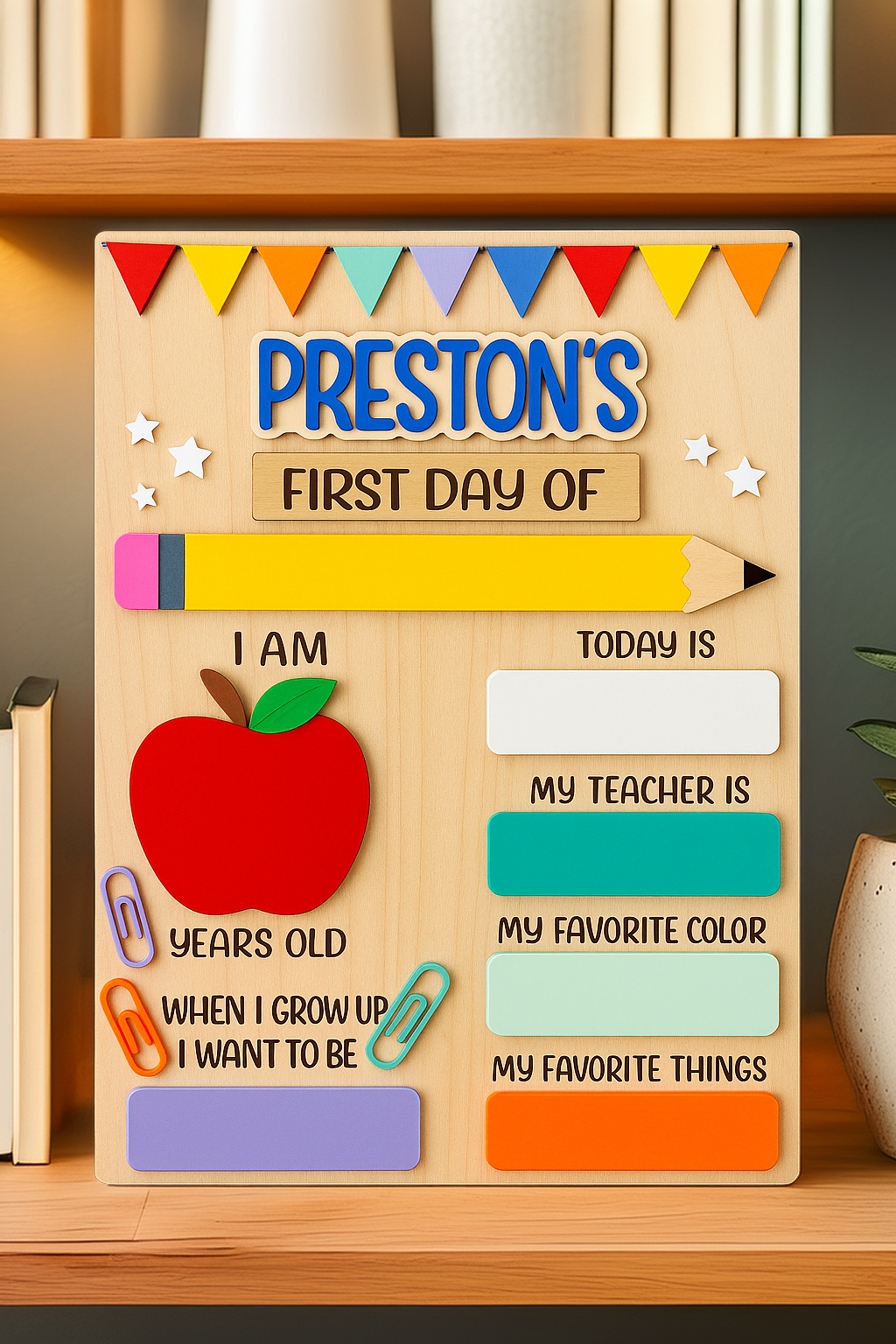 Personalized First & Last Day of School Board for Kids, Reusable Dry Erase Board, Back to School Sign Photos Prop