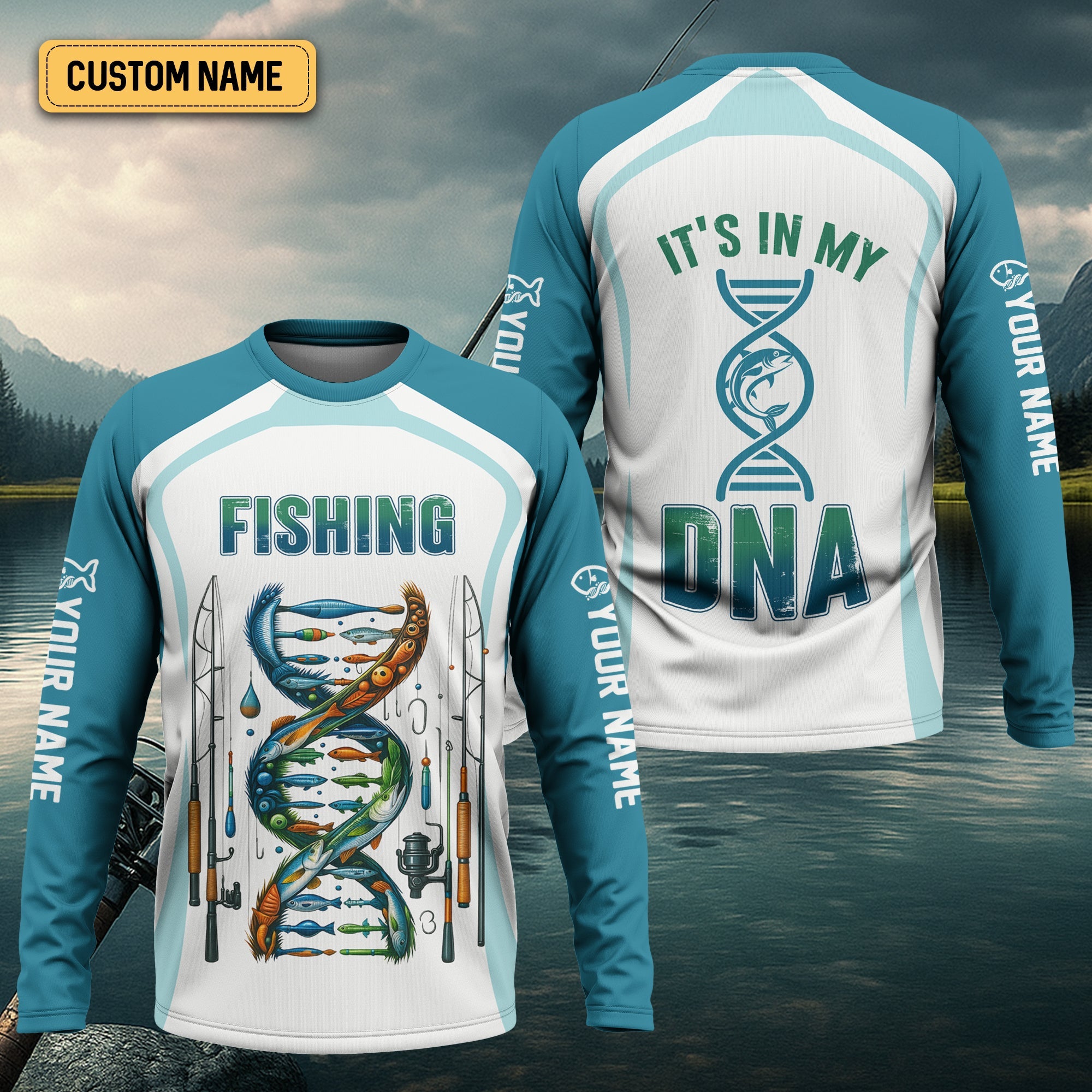 Its In My DNA Fishing Shirt, Fishing Funny Shirt, Long Sleeve Sun Shirts, Gift For Fisherman