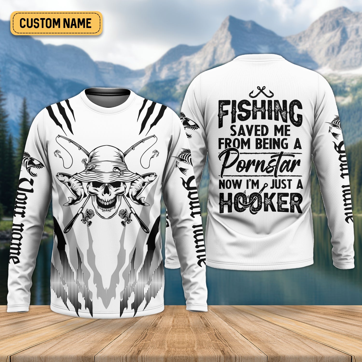 Fishing Saved Me From Becoming a Pornstar SPF Shirts For Men, Breathable Long Sleeve Shirt, Gag Gifts For Men