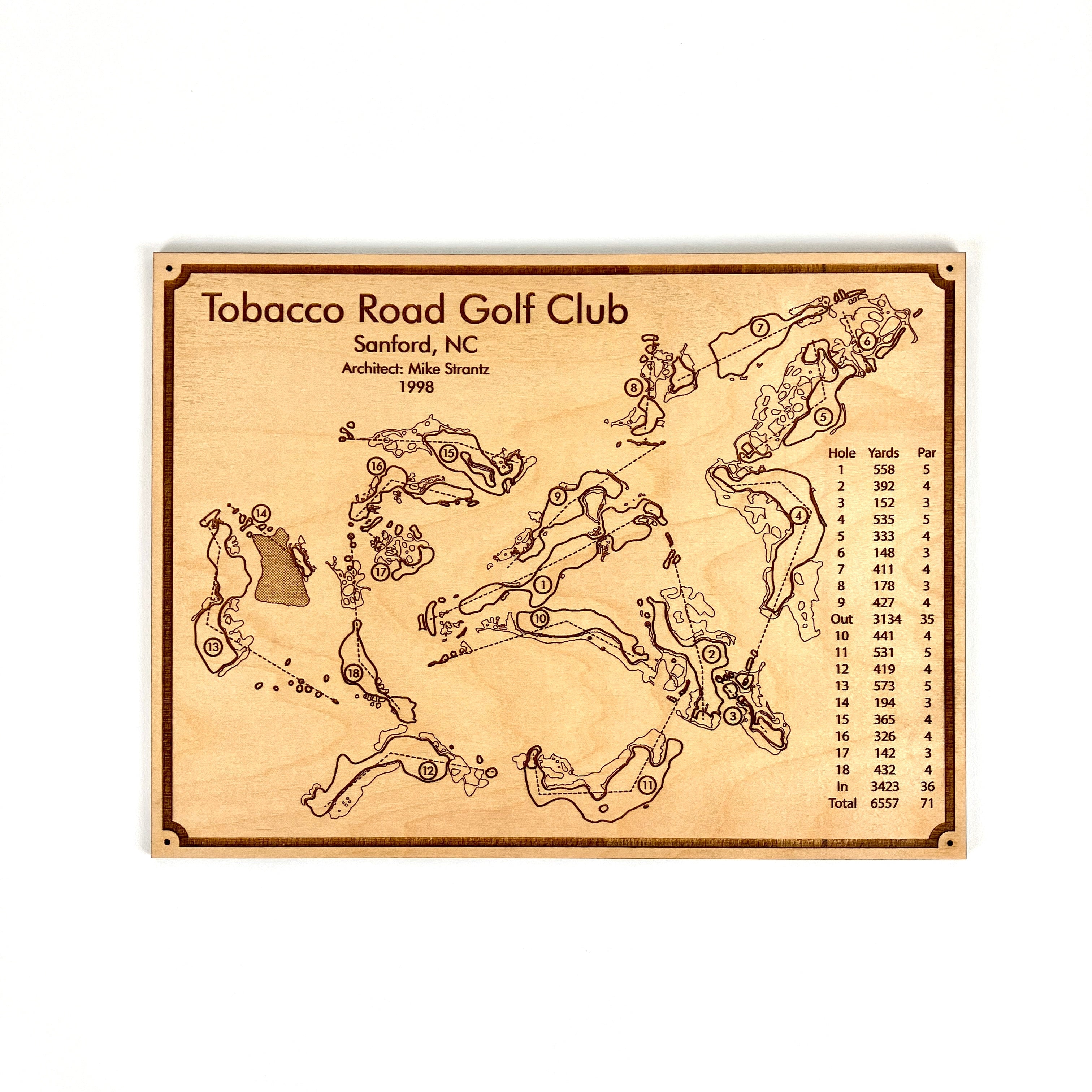 Custom Tobacco Road Golf Course Map, Golf Art, Golf Wood Sign, Gift For Golfers