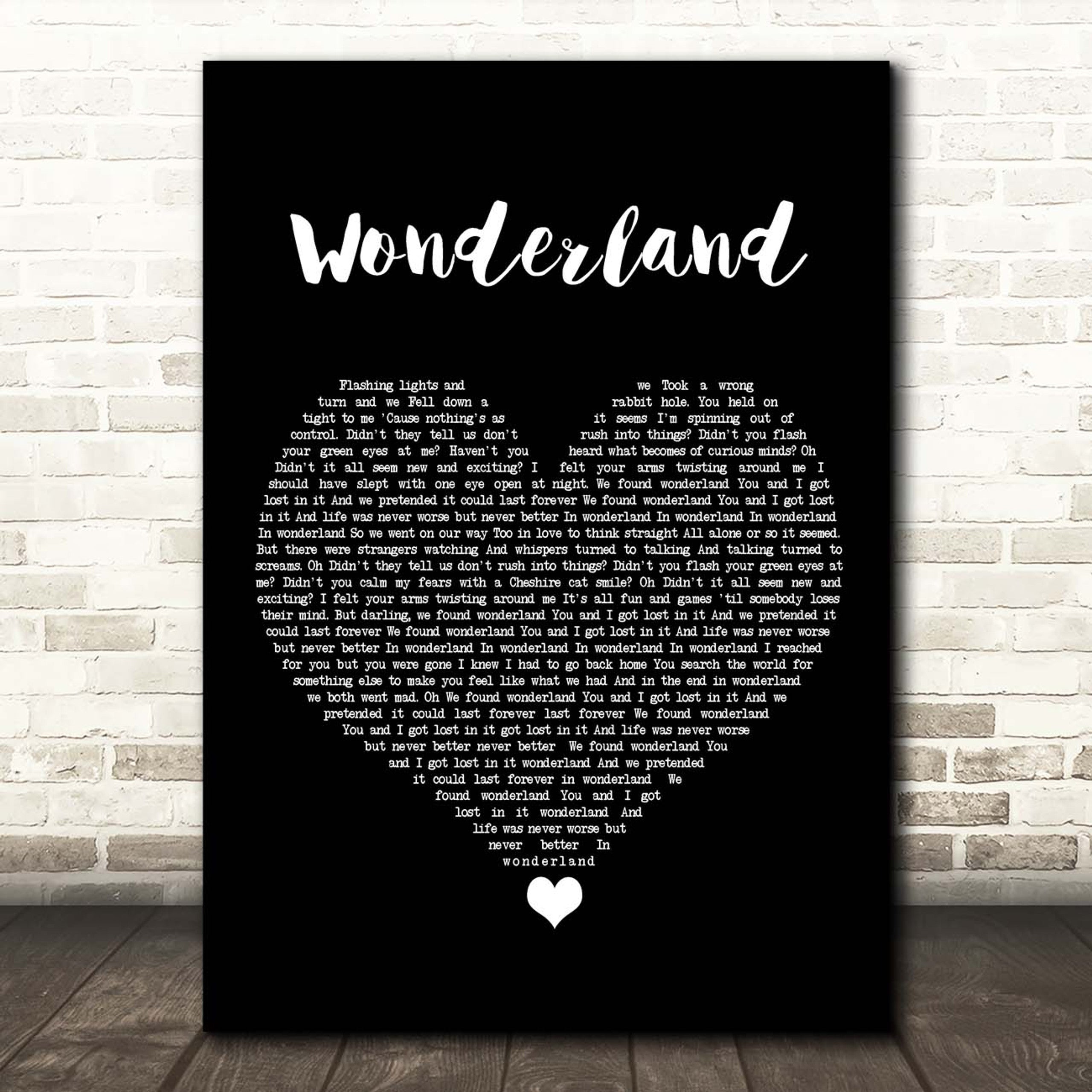 Wonderland Canvas Wall Art With Song Lyrics, Black Heart Song Lyric Music Canvas, Gift For Swifties