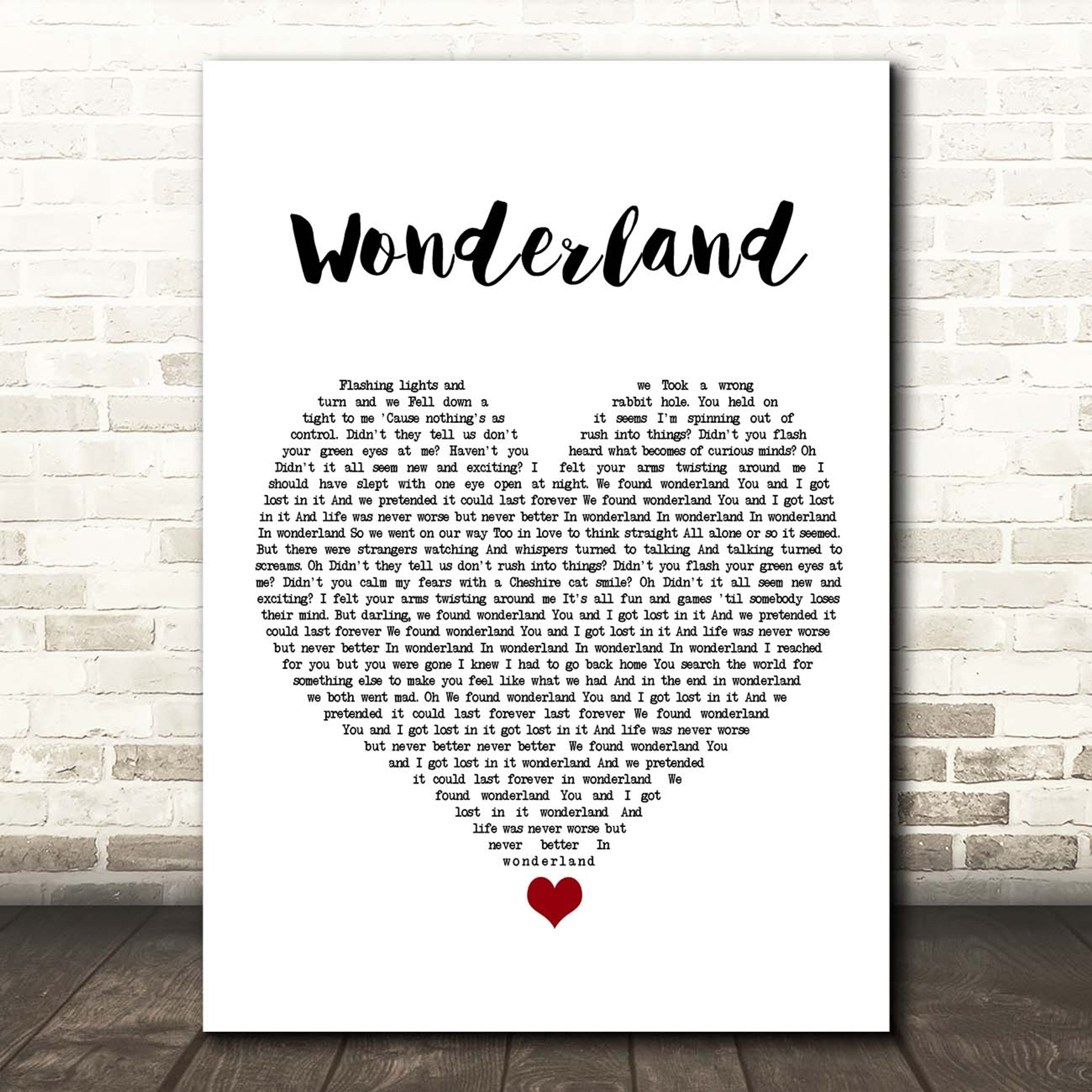 Wonderland Canvas Wall Art With Song Lyrics, Heart Song Lyric Music Canvas, Gift For Swifties