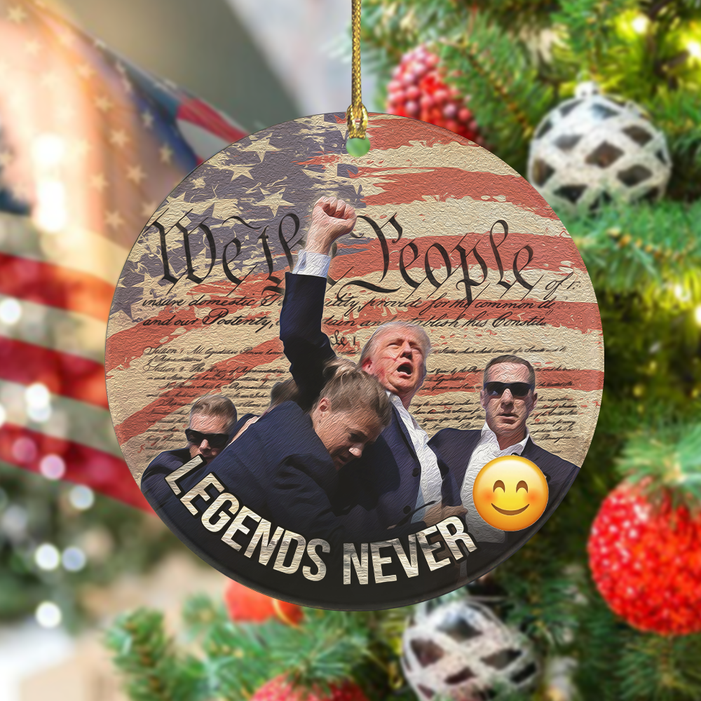 We The People Legends Never Trump2024 Ceramic Christmas Ornament, Funny Political Ornament