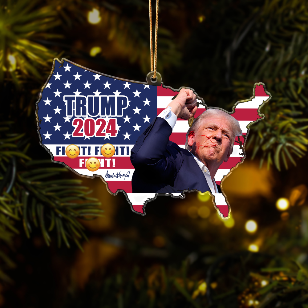 Trump 2024 Fight For America Acrylic Christmas Acrylic Ornament, Christmas Decor