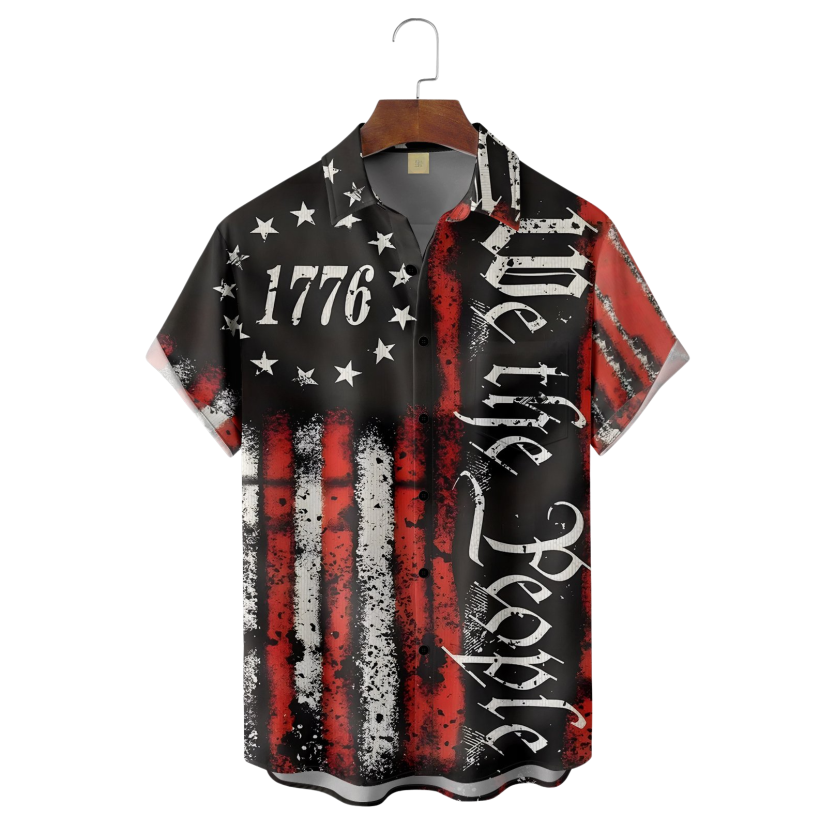 1776 We The People Hawaiian Golf Shirt, 250th Anniversary Tropical Vibe Men's Golf Shirt