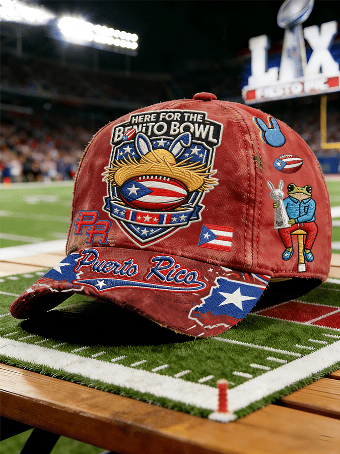 Bad Bunny Benito Bowl 2026 Puerto Rico Flag Pride Hat, Here for the Halftime Show Legend, Baseball Hat Cap