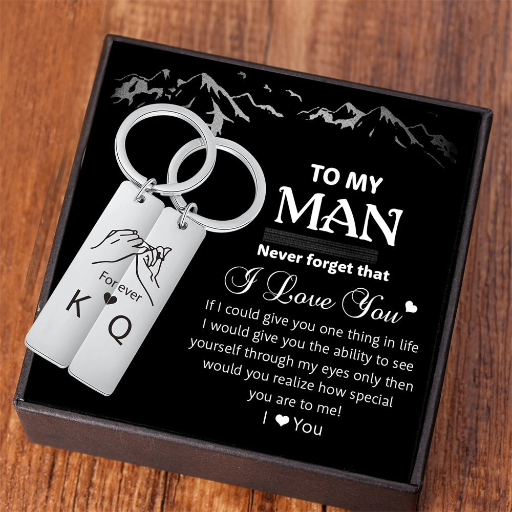 To My Man Personalized Pinky Promise Couple Keychain, Matching Keychains, Valentine's Day Gifts