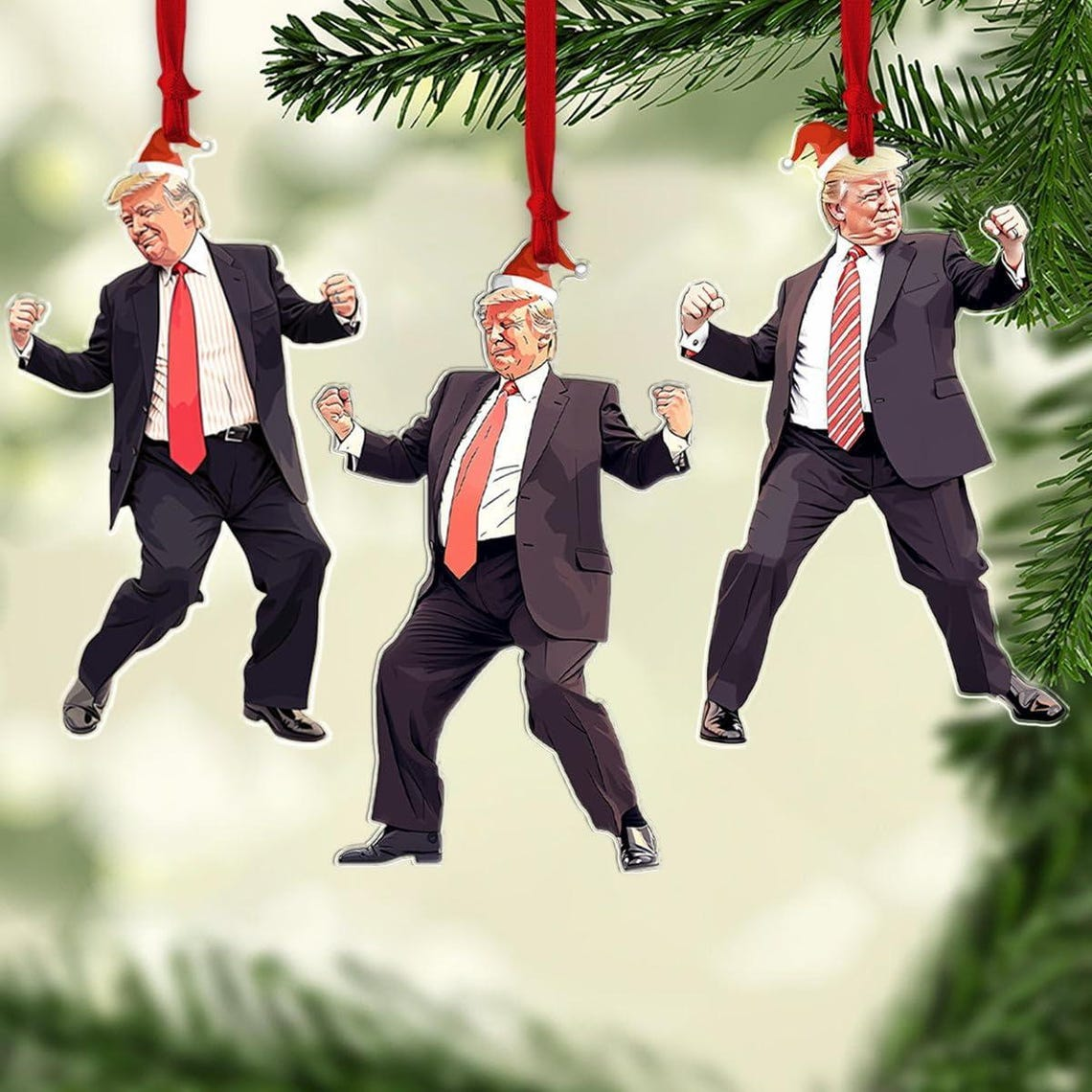 Trump2024 Dancing Ornament, Funny Trump Dancing Christmas Acrylic Ornament, Christmas Decor
