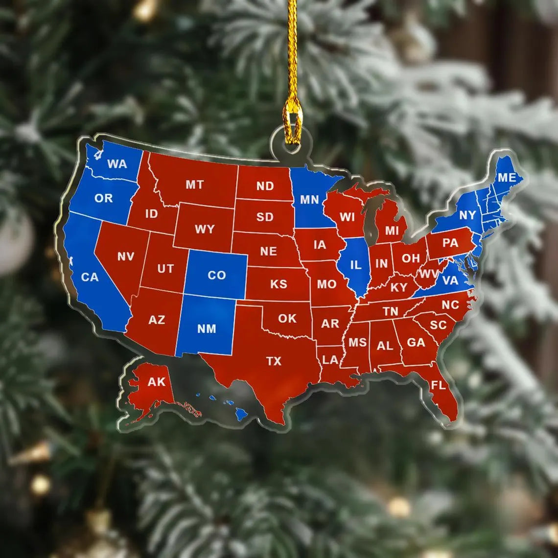 MakeAmericanGreatAgain, Trump2024 Election Results Map, Acrylic Ornament, Christmas Decor