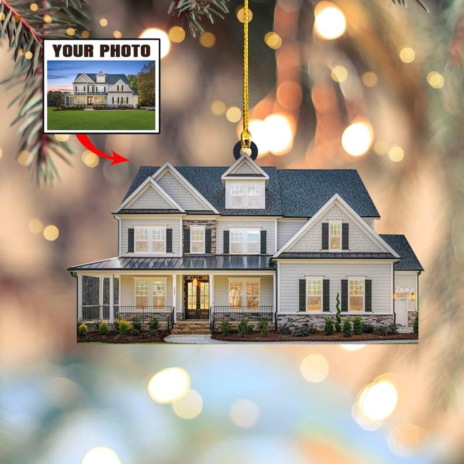 Custom Photo New Home Ornament, First Home Gift, Christmas Family Gifts