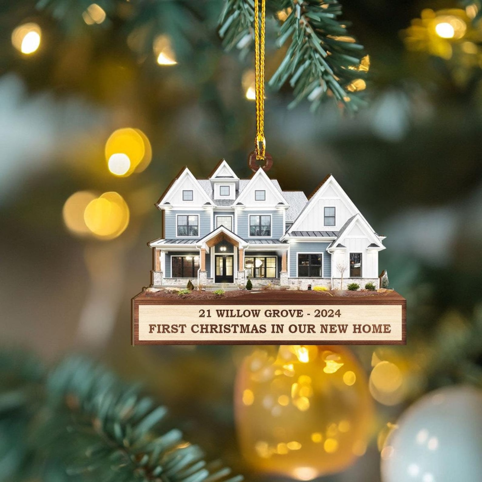 Custom Photo First Christmas In Our New Home Ornament, Christmas Family Gift
