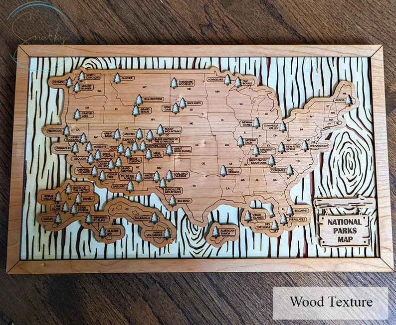 Personalized National Park Map Wooden Checklist Travel With Pins, Travel Map Tracker, Adventure Map, Gift for Hiker