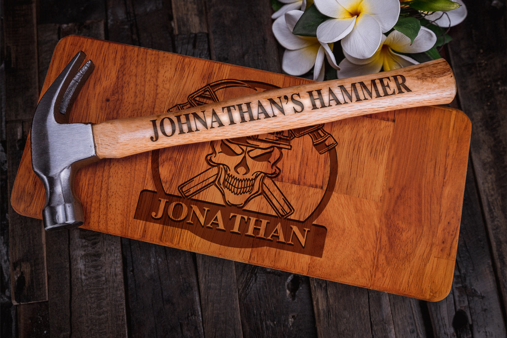 Personalized Skull Engraved Hammer, Framing Hammer, Gift for Dad